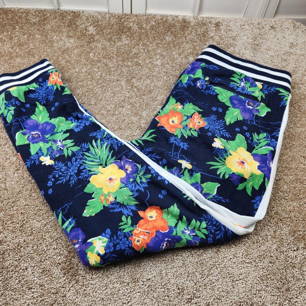 Polo Ralph Lauren Performance Mens Navy Blue Tropical Floral Jogger Pants Size M